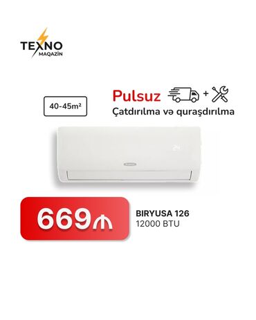 havalandırma sistemi: Kondisioner 40-45 kv. m, Split sistem, Kredit yoxdur, Pulsuz quraşdırılma