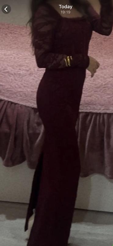 xs plata: Bordo rəngli uzun ziyafət geyimi Təzədir. Heç geyinilməyib. - Model — 3