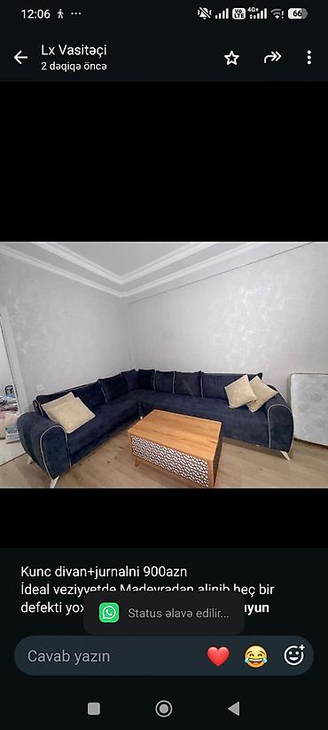 Kunc divan+jurnalni 900azn İdeal veziyyetde Madeyradan alinib heç bir