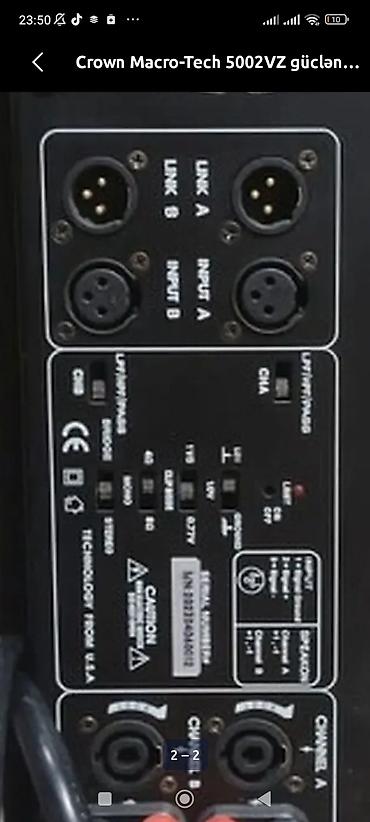 Audio: Crown Macro-Tech 5002VZ gücləndirici - Professional səhnə və — 3