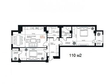 2 8: 3 комнаты, 110 м², Золотой квадрат Элитка, 9 этаж, ПСО (под самоотделку) — 3