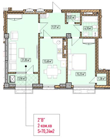 mega hous: 2 комнаты, 71 м², Элитка, 9 этаж, ПСО (под самоотделку)