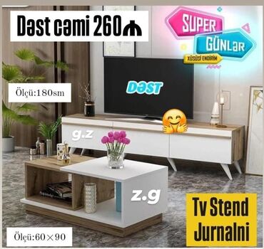 Qonaq otağı dəstləri: Yeni, TV stend, Jurnal masası