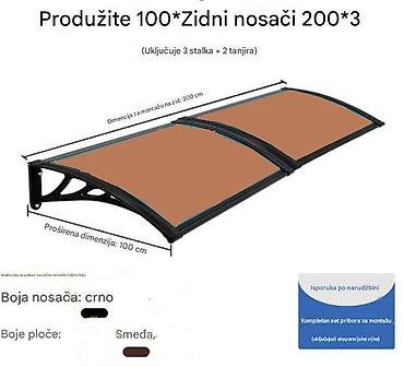 Suncobrani, tende i paviljoni: Nadstrešnica za ulaz/balkon – polikarbonatna, modularna - Dimenzije — 1