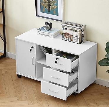 embawood dolab: Ağ rəngli çoxfunksiyalı ofis/ev saxlama dolabı - Ölçülər: 90 x 40 x — 2