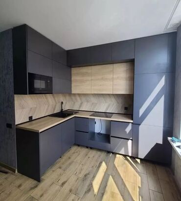 Sifarişlə mətbəx mebeli: Sifarişlə mətbəx dəsti, Özü çəkən petlələr, Sadə laminat, Kredit var, Rayonlara çatdırılma, Pulsuz çatdırılma — 8