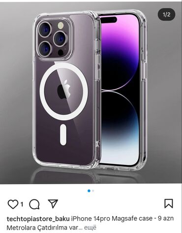 Kabrolar: IPhone 14 Pro üçün Magsafe dəstəkli şəffaf çexol. Telefonunuzu