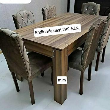 tek masa: Qonaq otağı üçün, Yeni, Açılmayan, Dördbucaq masa, 6 stul — 3