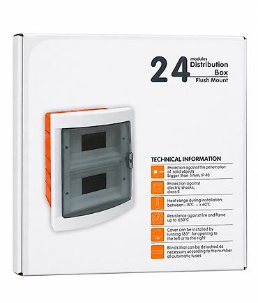 Elektrik şitləri: Elektrik siqorta qutusu 24 modul üçün quraşdırılan paylayıcı qutu - — 1
