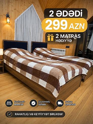 tek kravat gence: İkili tək nəfərlik çarpayı dəsti - 2 ədəd çarpayı: modern dizayn — 1