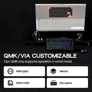 hot: Клавиатура, Механическая, Проводное, Bluetooth подключение, Размер: 75% — 8