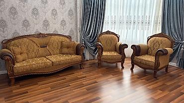 kamp evi: Klassik üslubda 3-lü dəst: 1 ədəd geniş divan + 2 ədəd kreslo — 1