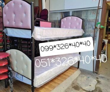 İkimərtəbəli uşaq çarpayıları: Oğlan və qız üçün, Yeni, Çarpayı, Matras ilə, Siyirməsiz, Dəmir — 30