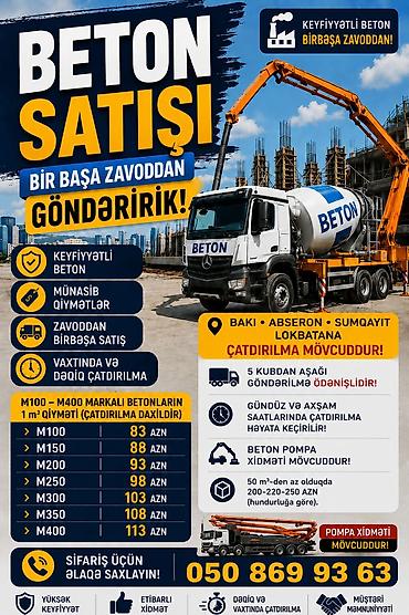 şifi: İnşaat betonu M-100, Həcm: 100000 kubmetr, Sifarişlə — 4