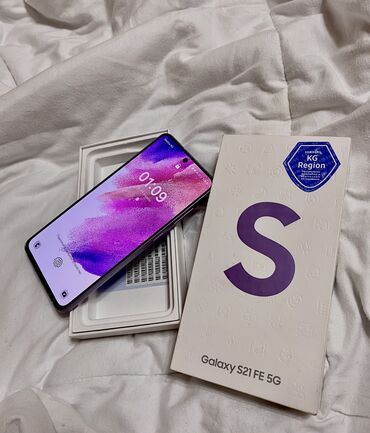 самсунго: Samsung S21 FE 5G, Б/у, 128 ГБ, цвет - Фиолетовый, 2 SIM