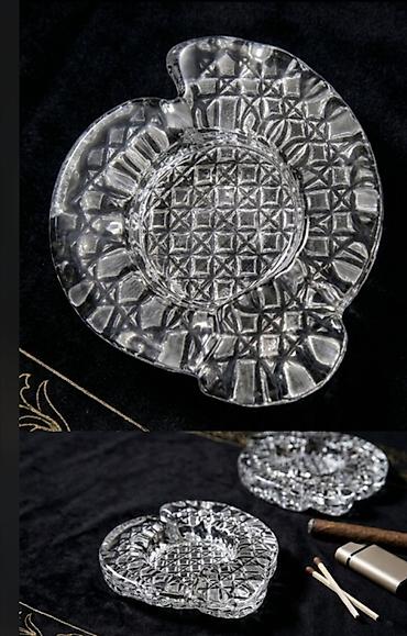 siqaret qabı: Xrustal şüşədən dekorativ külqabı dəsti - 2 ədəd külqabı - Material — 1