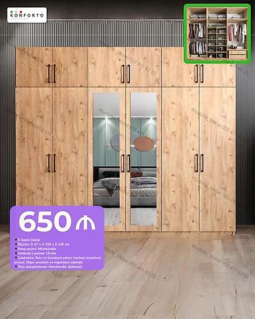 6 qapılı paltar dolabı - Material: 18 mm laminat - Ölçü: D 47 × H 250