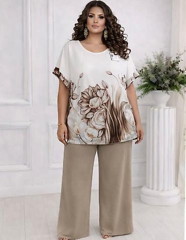 lidl kombinezon: Damski komplet – široke pantalone i bluzica sa floralnim printom - — 2