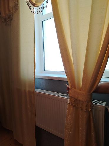 en ucuz perdeler: Klassik üslubda dekorativ pərdə dəsti - Rəng: isti krem/şampan — 2