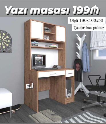 tək masalar: *Yazı masası 199Azn💥* ✔️Rəng seçimi var Ölçü 180x100x50 ✔️