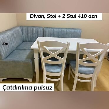 Yataq otağı dəstləri: Mətbəx üçün divan, stol+ 2 stul desti Endirimle 410-420 azn Türk