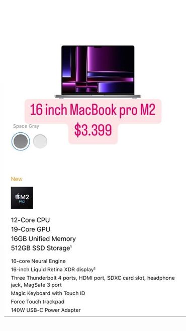 makbuk: 16 inch MacBook pro M2