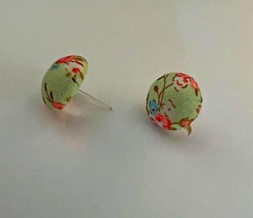 Бижутерия: Серьги сөйкөлөр серёжки- пуговки НС с тканевым покрытием в шести — 4