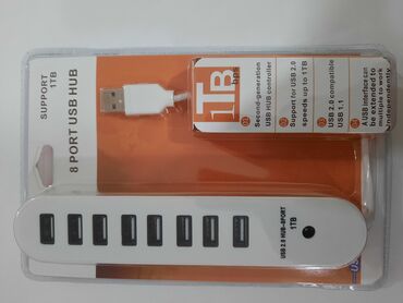 Kabellər: 8 portlu USB hub, kompüter və ya noutbuk üçün əlavə USB portları təmin
