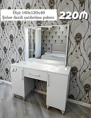 Ağ rəngli makiyaj/komod masası güzgü ilə - Ölçü: 160×120×40 sm - Üst lalafo.az -da Ağ rəngli makiyaj/komod masası güzgü ilə - Ölçü: 160×120×40 sm - Üst