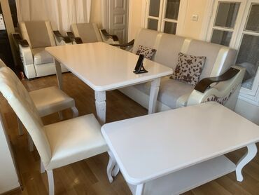 Qonaq otağı dəstləri: Ağ rəngdə yemək və qonaq otağı dəsti Komplektin tərkibi: - 1 ədəd — 2