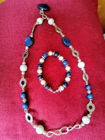 elegantan kompletic br: Unikatna ručno rađena ogrlica i narukvica od dragog kamena sodalita i