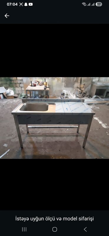 Nerjaveykalar: Paslanmayan poladdan (inox) istehsalat tipli lavabolar və iş masaları — 21