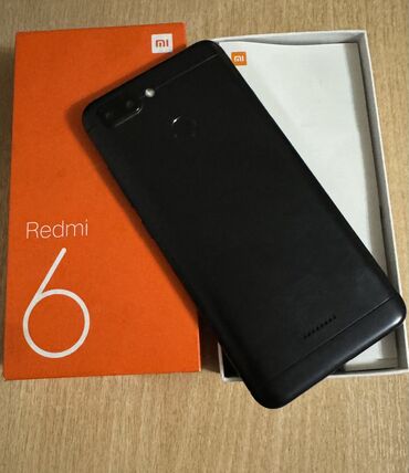 сим карты: Xiaomi, Redmi 6, Б/у, 64 ГБ, цвет - Черный, 2 SIM
