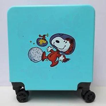 Rančevi, torbe i koferi: Dečiji tvrdi kofer na točkiće – tirkizni, sa Snoopy (svemirska) — 13