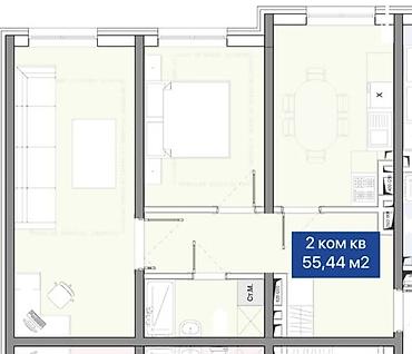 50: 2 комнаты, 50 м², Пригородное с. Элитка, 4 этаж, ПСО (под самоотделку) — 2