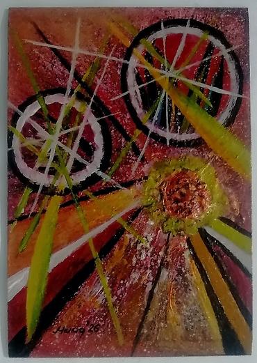 kuhinje forma ideale elementi: Apstraktna slika na ogledalu 20x14cm, rađena akrilnim bojama veselog — 4