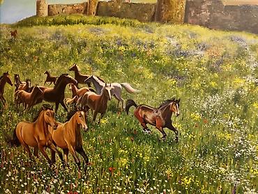 çiyə yağı: Eksklüziv əl işi böyük ölçülü yağlı boya tablo – Şuşa (Cıdır düzü) və — 4