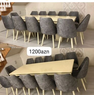 Masa və oturacaq dəstləri: Qonaq otağı üçün, Yeni, Açılmayan, Dördbucaq masa, 6 stul — 8