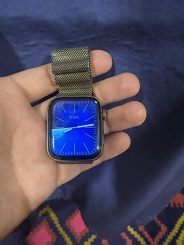 iphone whatch: Apple Watch (Series 7/8 tiplı görünüş) – qızılı rəng korpus, Milanese — 3