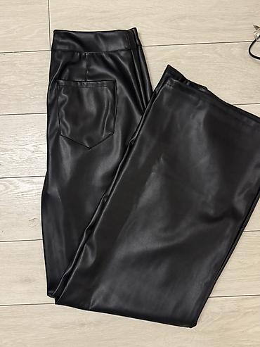 oversize şalvar: Qara eko‑dəri şalvar - Material: parlaq effektli eko‑dəri (PU) - — 1