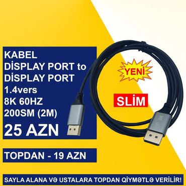Digər kompüter aksesuarları: Display Port Kabellər SAYLA ALANA VƏ USTALARA TOPDAN QİYMƏTLƏ VERİLİR! — 5