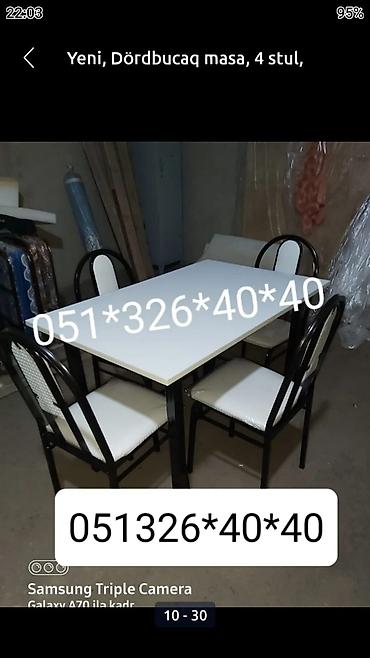 Masa və oturacaq dəstləri: Mətbəx üçün, Yeni, Dördbucaq masa, 4 stul — 24