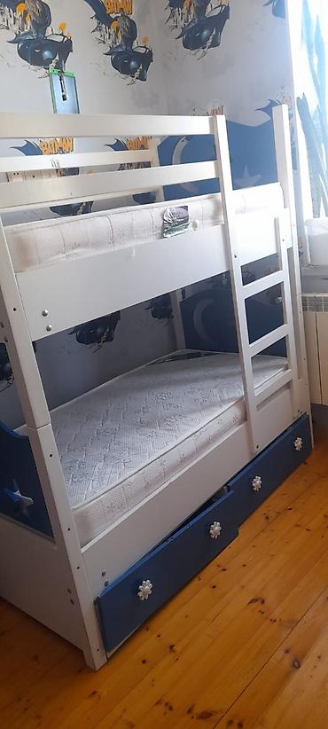 Uşaq otağı üçün komplekt: - İki mərtəbəli çarpayı – ağ və mavi rəng lalafo.az -da Uşaq otağı üçün komplekt: - İki mərtəbəli çarpayı – ağ və mavi rəng