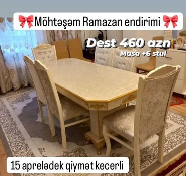 vasitcisiz otaq kiraysi: Для гостиной, Новый, Нераскладной, Прямоугольный стол, 6 стульев, Азербайджан
