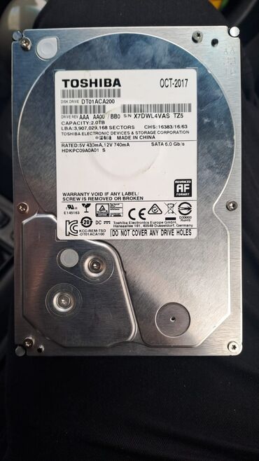 r19 disk: Daxili Sərt disk (HDD) Toshiba, 2 TB, 15000 RPM, 2.5", İşlənmiş