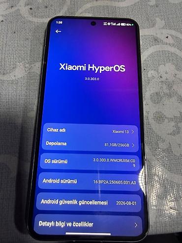 Xiaomi 13, 256 GB, rəng - Ağ, 
 Sensor, Barmaq izi, Simsiz şarj