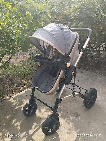 uşaq üçün manej: Uşaq arabası – Baby Home - Rəng: boz parça, qızılı çərçivə - Çərçivə — 5