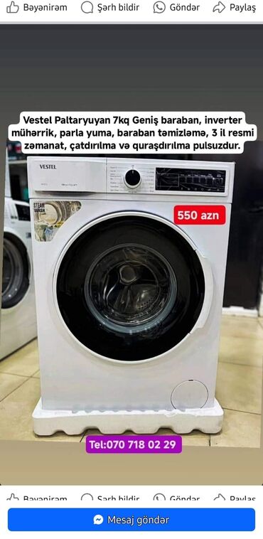 Paltaryuyan maşınlar: Paltaryuyan maşın 7 kq, Yeni, Pulsuz çatdırılma — 6