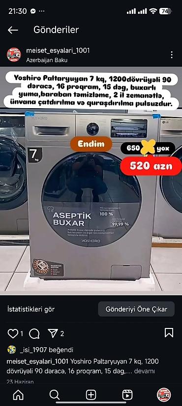 Paltaryuyan maşınlar: Paltaryuyan Anbardan satiş.Qimətlər aşagida qeyd olunub.Ünvana — 26