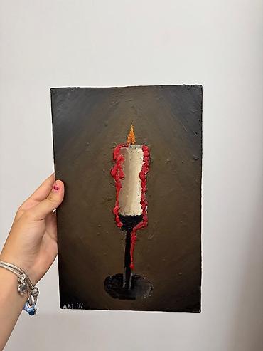 Ev üçün dekor: Satılır ! 🕯️ Tamamilə əl işi olan bu şam tablosu otağınıza fərqli bir — 1